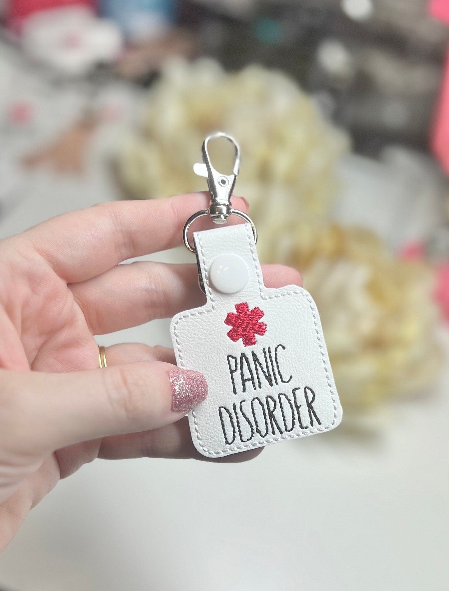 Panic Disorder Snap Tab Keychain Awareness-Charming Little Stitches