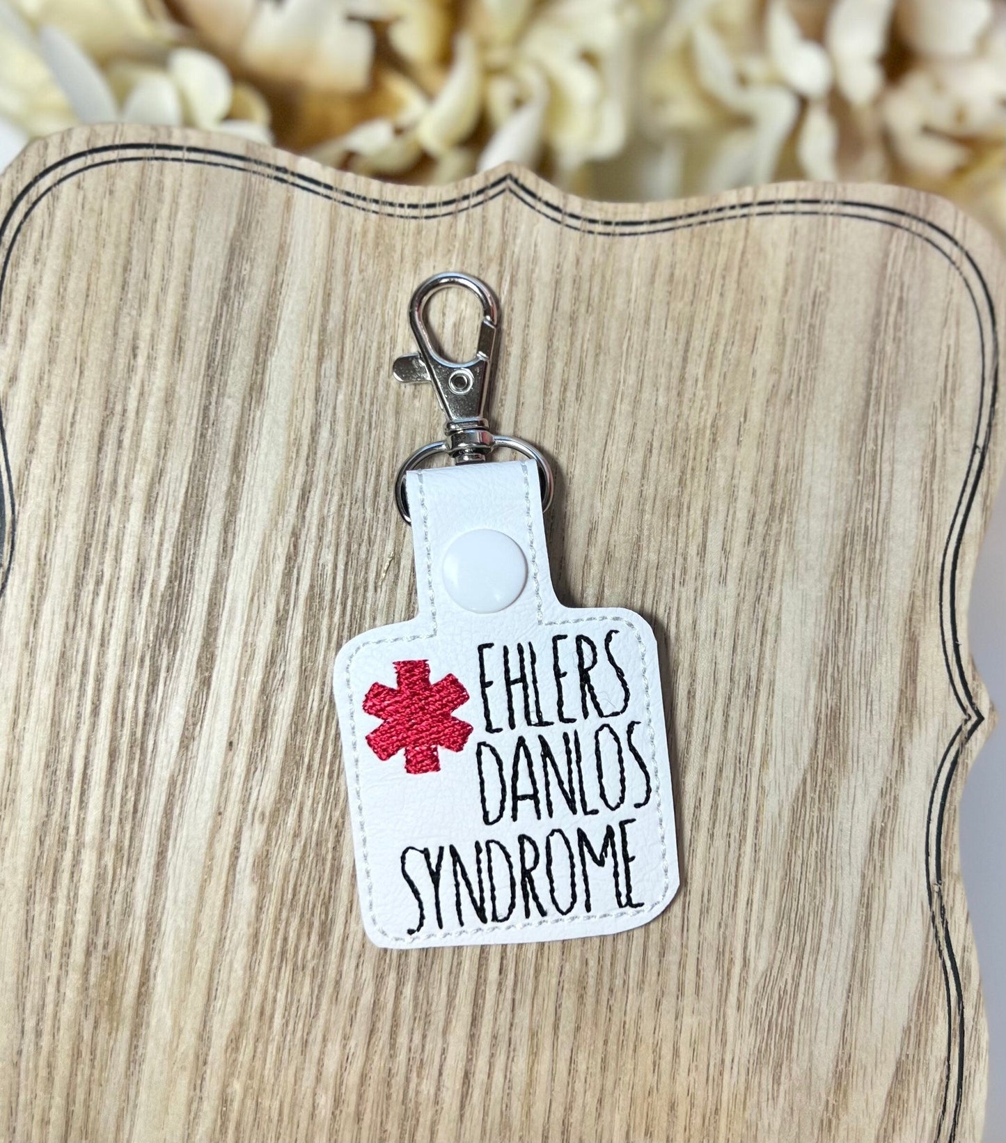 Ehlers Danlos Syndrome EDS Medical Awareness Health Keychain Snap Tab-Charming Little Stitches