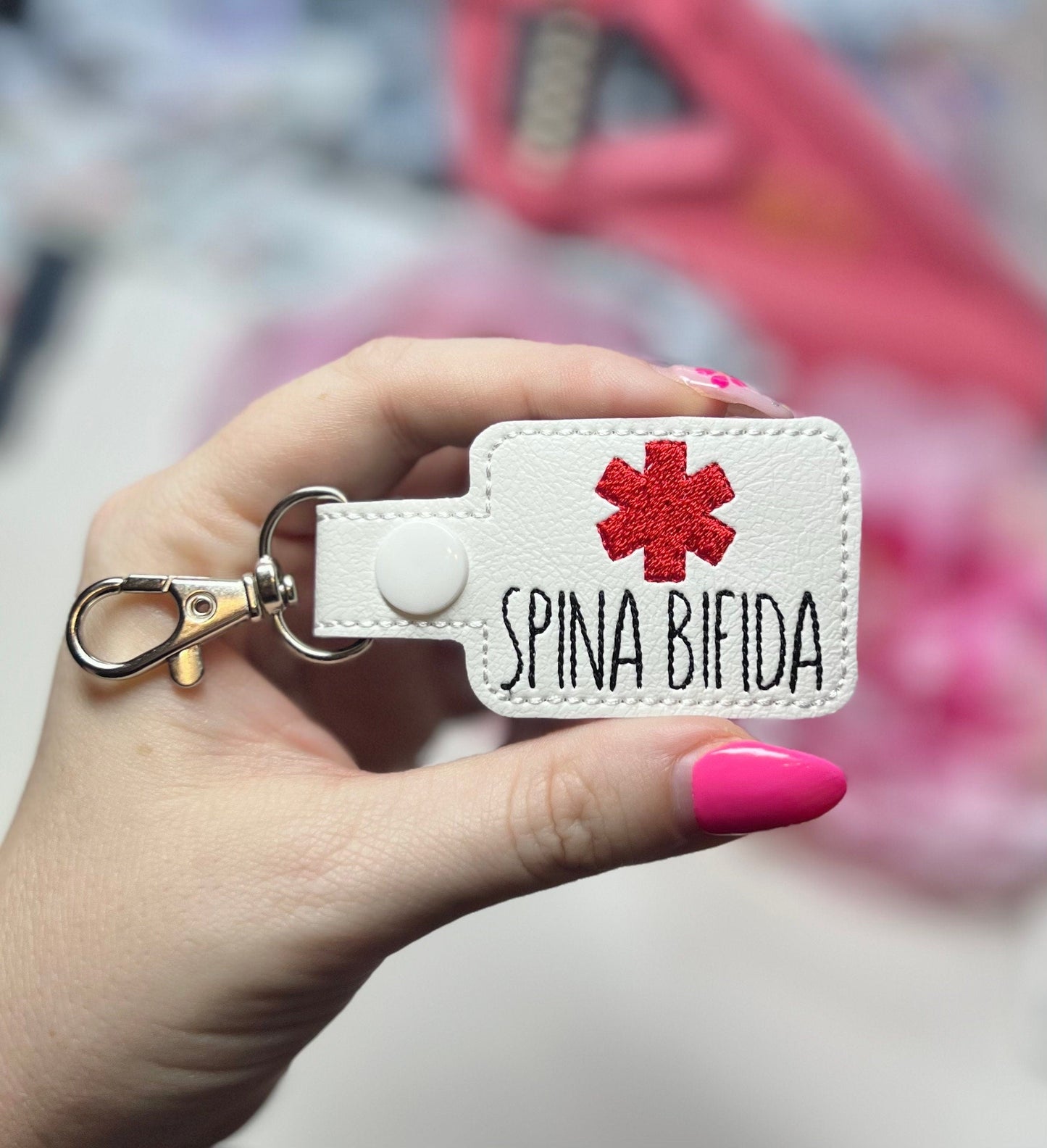 Spina Bifida Awareness Tag Keychain-Charming Little Stitches