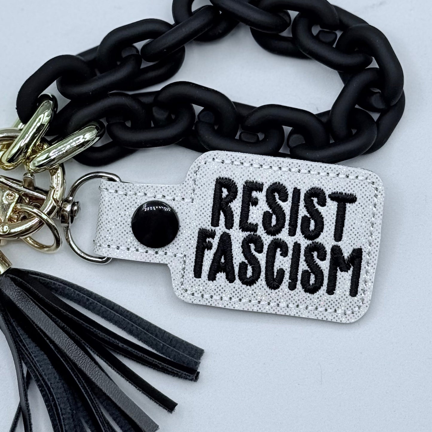 Resist Fascism Keychain-Charming Little Stitches