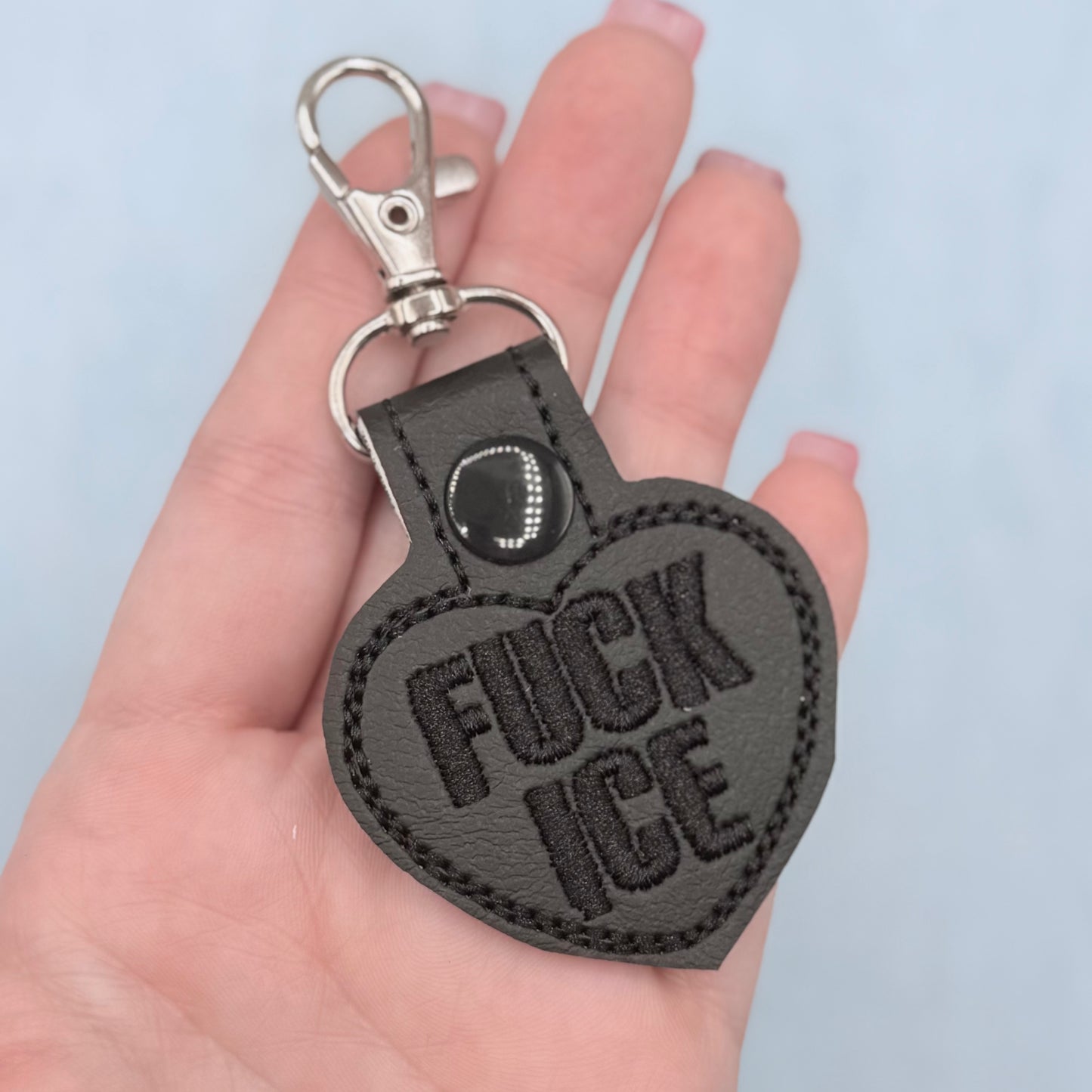 Fuck ICE keychain monochrome black on black