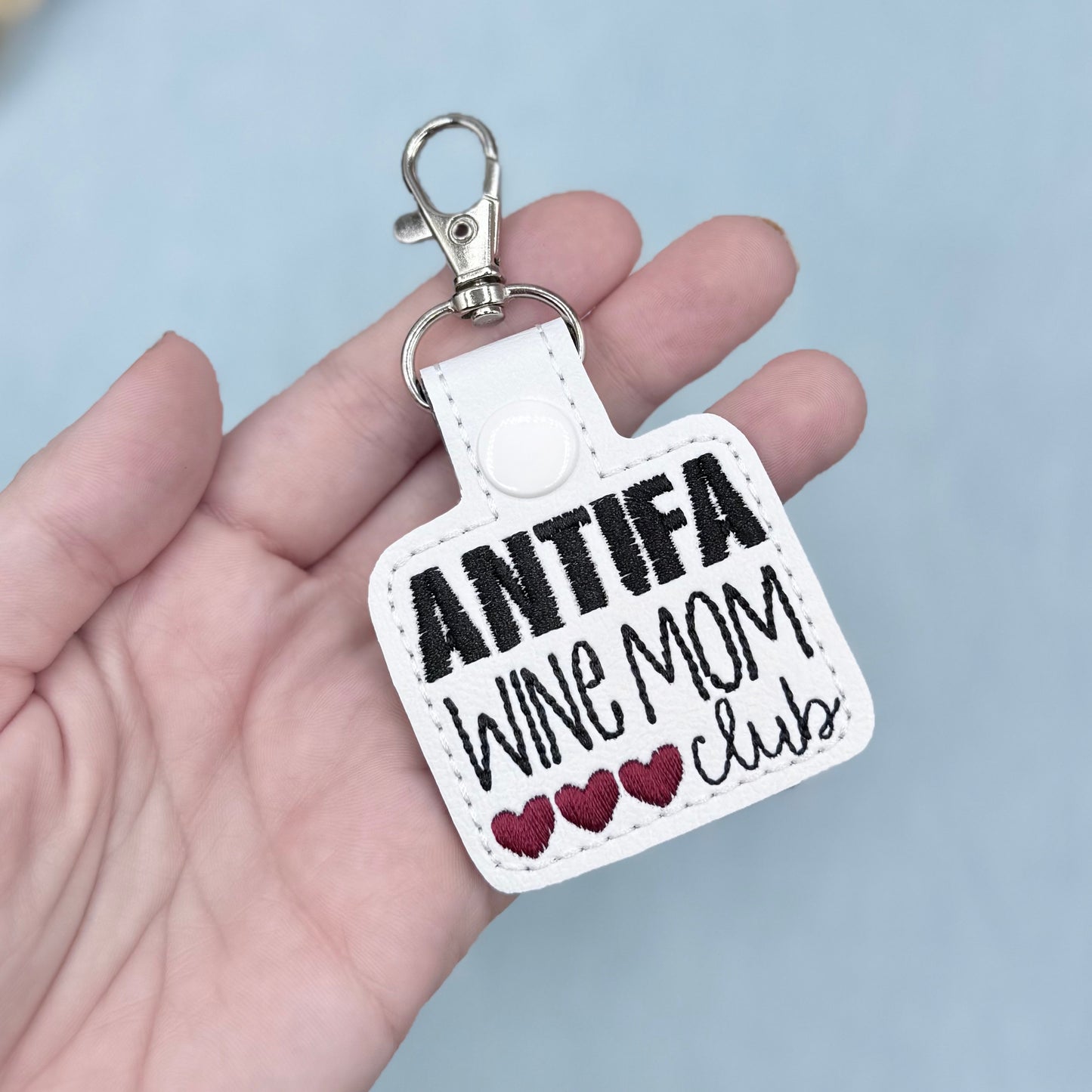 Antifa Wine Mom club keychain