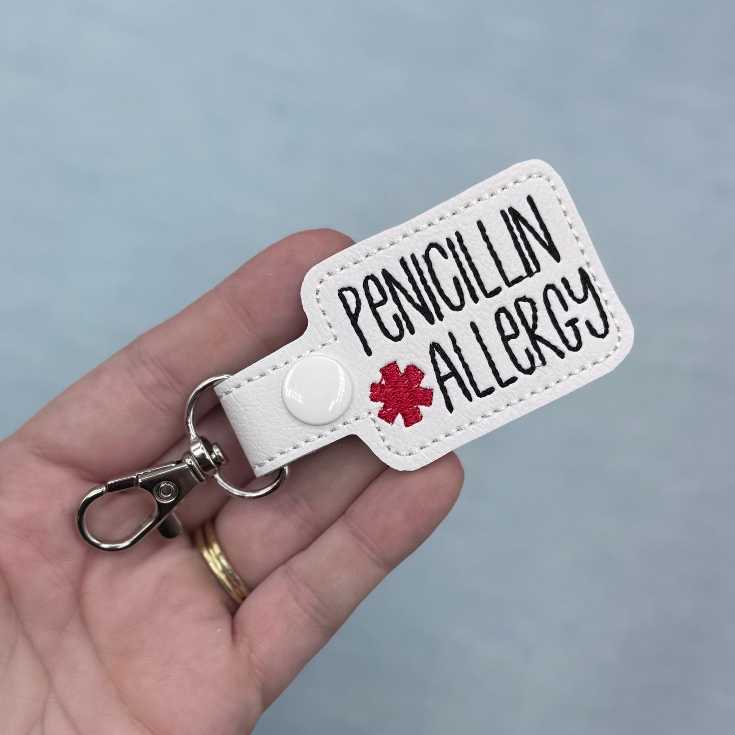 Allergy Awareness Tag Penicillin Snap Tab Keychain
