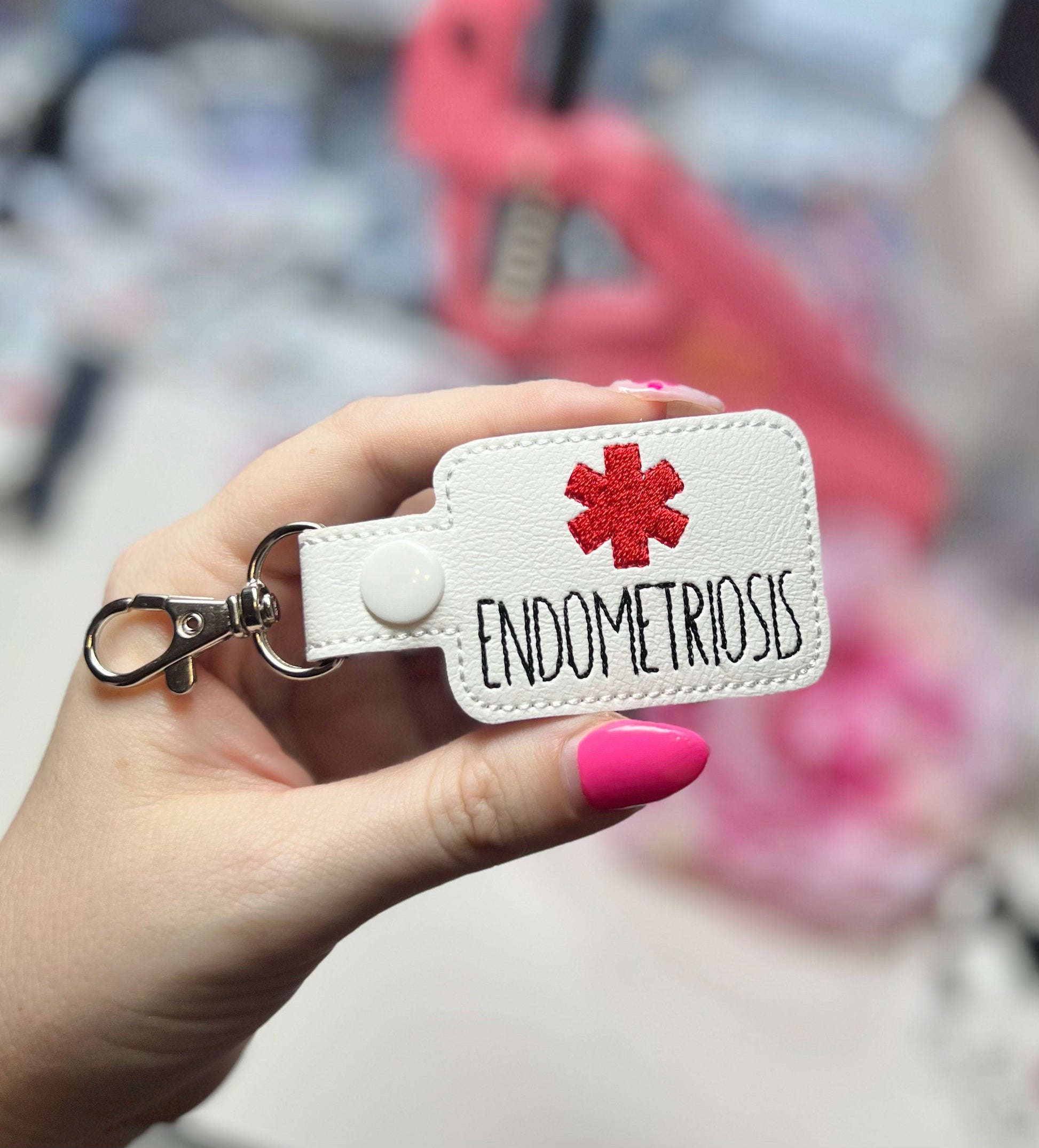 Endometriosis Awareness Keychain tag women’s health obgyn-Charming Little Stitches