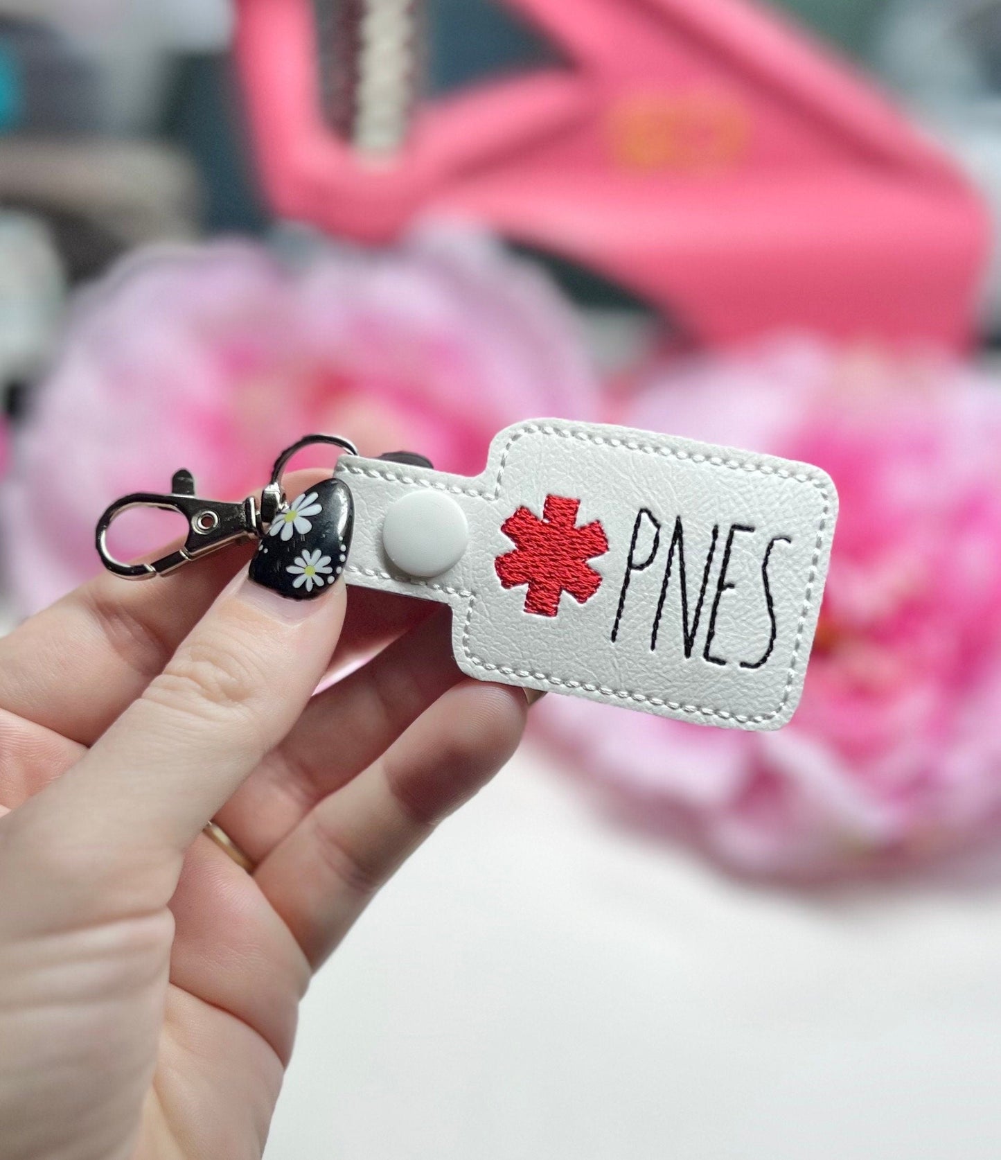 PNES Psychogenic Nonepileptic Seizures Awareness Keychain-Charming Little Stitches