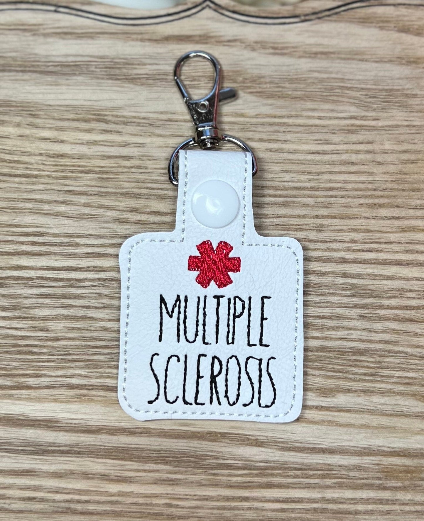 Multiple Sclerosis Medical Awareness Keychain Snap Tab-Charming Little Stitches
