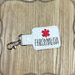 Fibromyalgia Medical Awareness Snap Tab Keychain-Charming Little Stitches