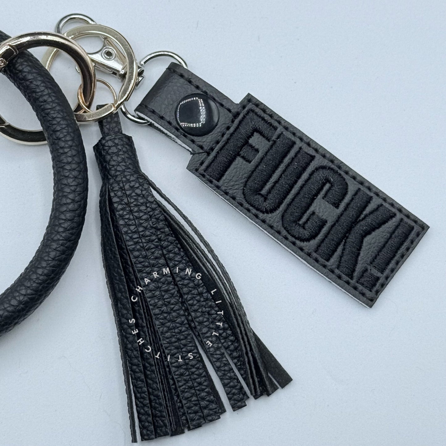 FUCK! Black Monochrome Keychain-Charming Little Stitches