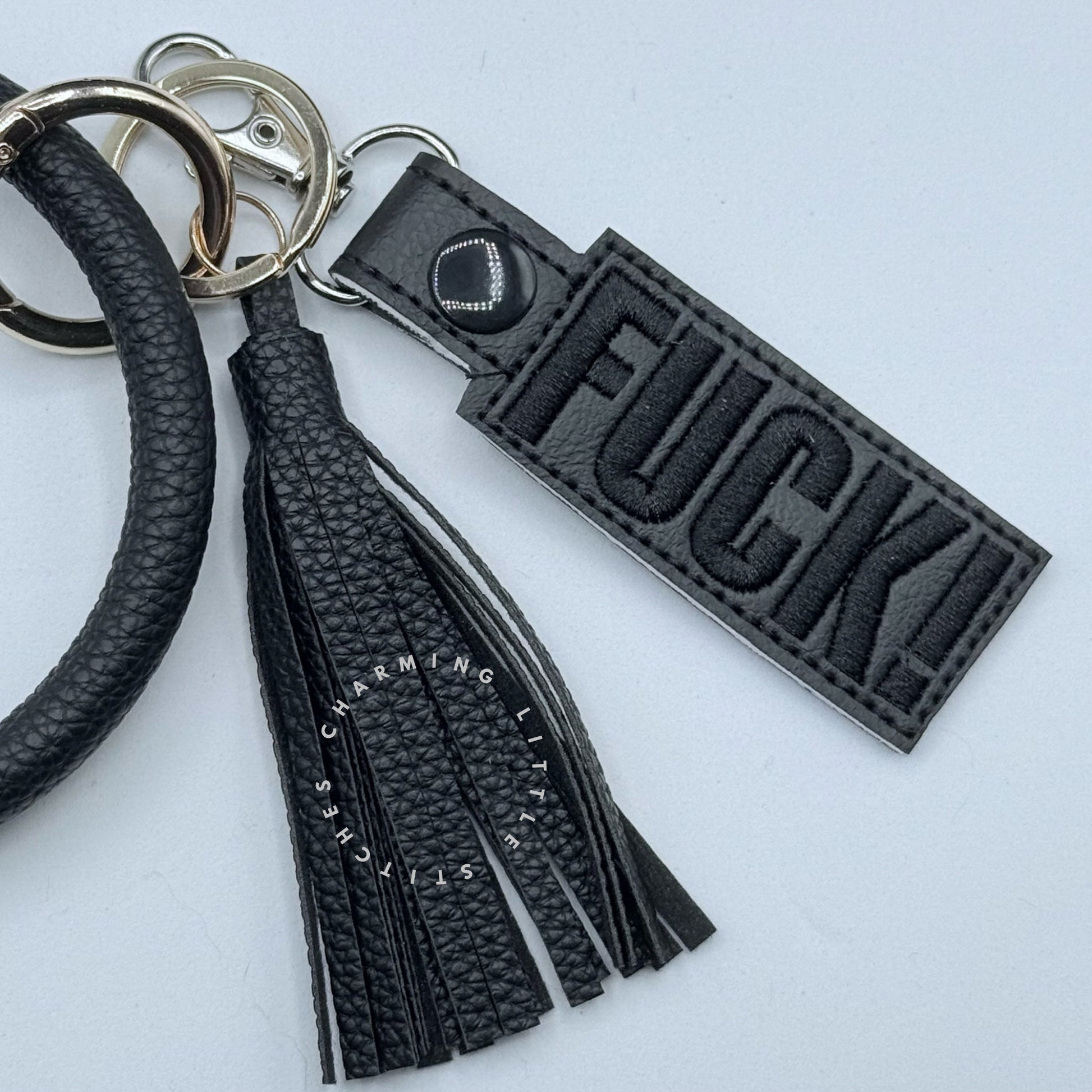 FUCK! Black Monochrome Keychain-Charming Little Stitches
