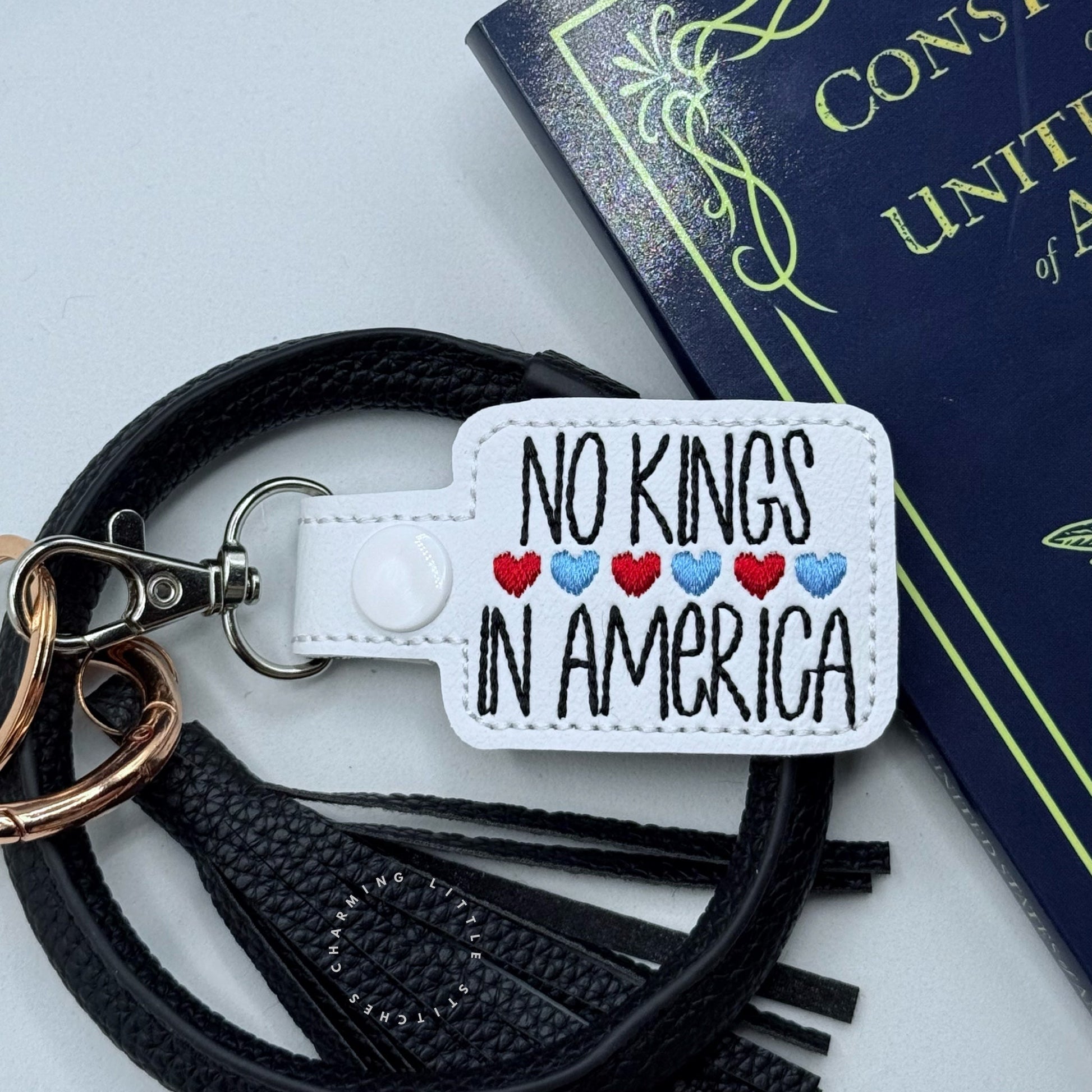 No Kings in America Keychain-Charming Little Stitches