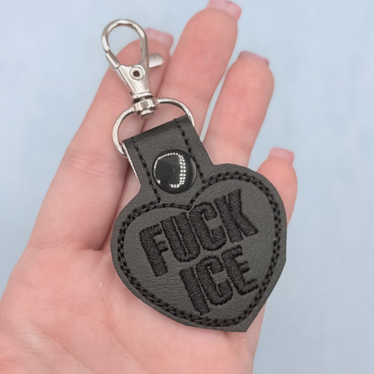 Fuck ICE keychain monochrome black on black