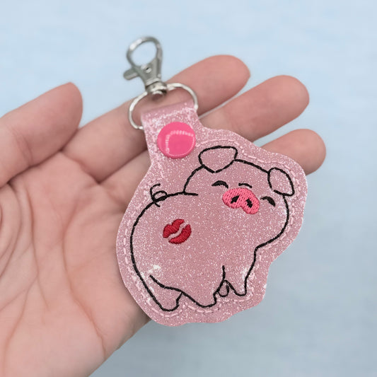 Kiss My Bum Piggy Keychain